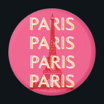 Paris, Travel Art, Retro Travel Art, Rosa Magnet<br><div class="desc">Ein schönes Retro-Pariser Reisekunst-Design mit dem berühmten Eiffelturm. Es ist eine perfekte Ergänzung zu jedem Ort und würde eine große Ergänzung Ihres Lebens.</div>