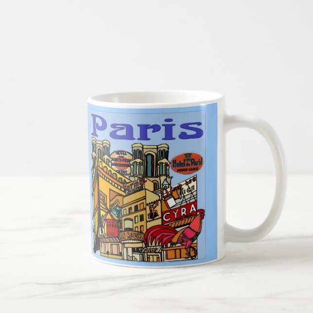 Paris Travel Poster Kaffeetasse (Rechts)
