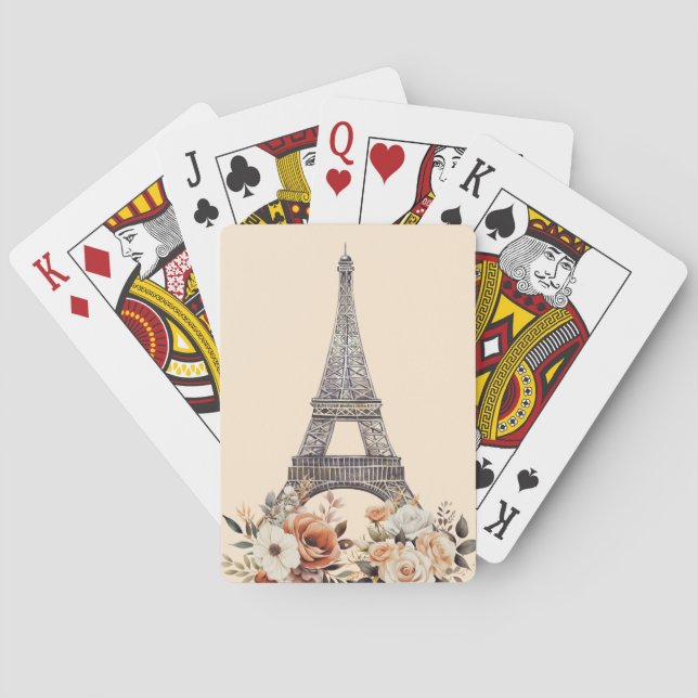Paris Trip Eiffel Tower Beautiful Floral Spielkarten (Rückseite)