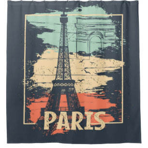 Paris Typografie: abstraktes Eiffelposter. Duschvorhang