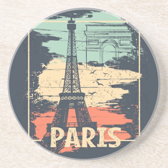 Paris Typografie: abstraktes Eiffelposter. Getränkeuntersetzer (Vorne)