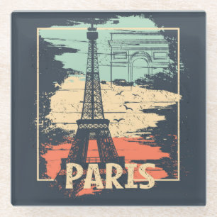 Paris Typografie: abstraktes Eiffelposter. Glasuntersetzer