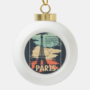 Paris Typografie: abstraktes Eiffelposter. Keramik Kugel-Ornament