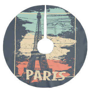 Paris Typografie: abstraktes Eiffelposter. Polyester Weihnachtsbaumdecke