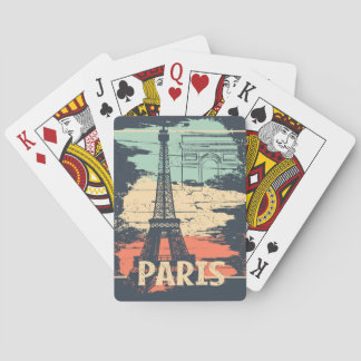 Paris Typografie: abstraktes Eiffelposter. Spielkarten