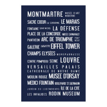 Paris Typografisches Poster, blau