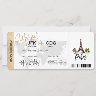 Paris Überraschung Geburtstag Boarding Ticket Einladung