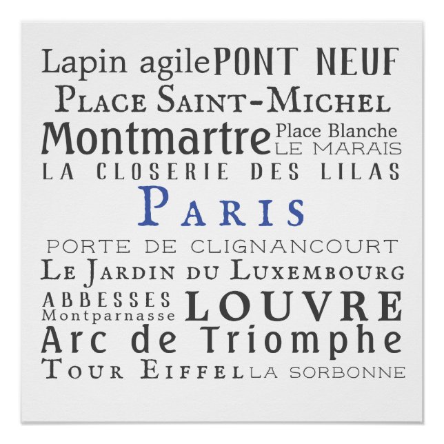 Paris und seine Sehenswürdigkeiten Poster (Vorderseite)