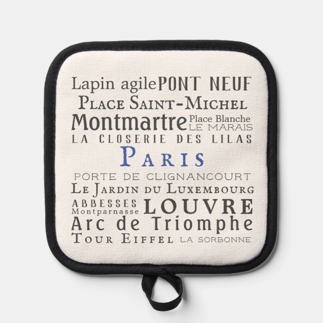 Paris und seine Sehenswürdigkeiten Topflappen (Vorderseite)