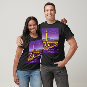 Paris unter dem Lila Sternenhimmel T-Shirt