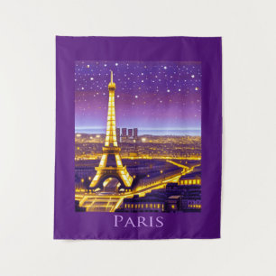 Paris unter dem Lila Sternenhimmel Wandteppich