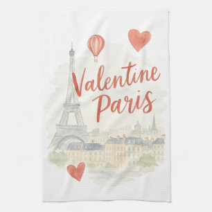 Paris Valentine-Wasserfarbe – Eiffelturm Liebe Geschirrtuch