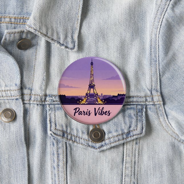 Paris Vibes Reise-Pin – Romantischer Eiffelturm  Button (Beispiel)