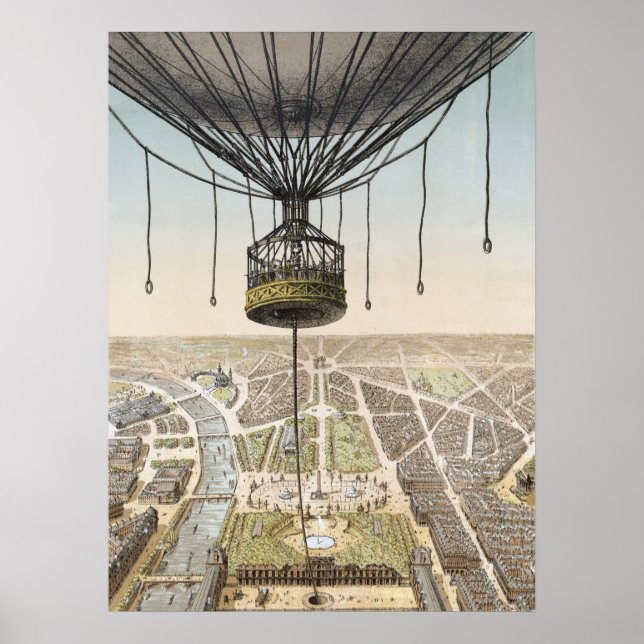 Paris Vintag Balloon Poster oder Print (Vorne)
