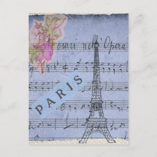 Paris Vintag Collage Style Postcard Postkarte