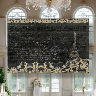 Paris Vintag Eiffel Tower Black Script Decoupage Seidenpapier