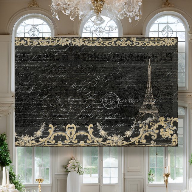 Paris Vintag Eiffel Tower Black Script Decoupage Seidenpapier (Von Creator hochgeladen)