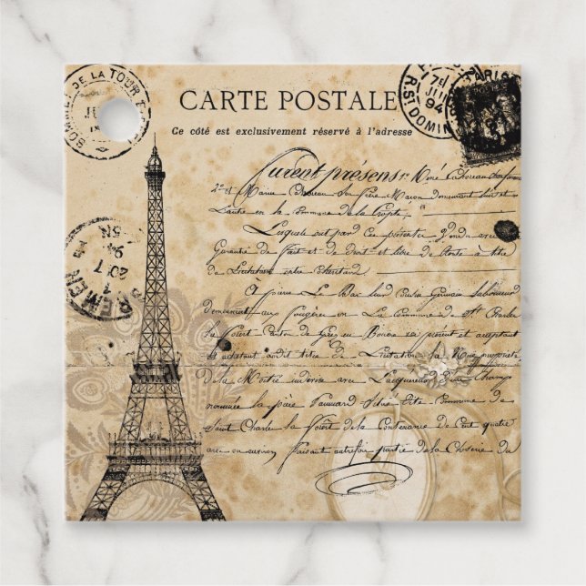 Paris Vintag Eiffelturm Geschenkanhänger (Vorderseite)