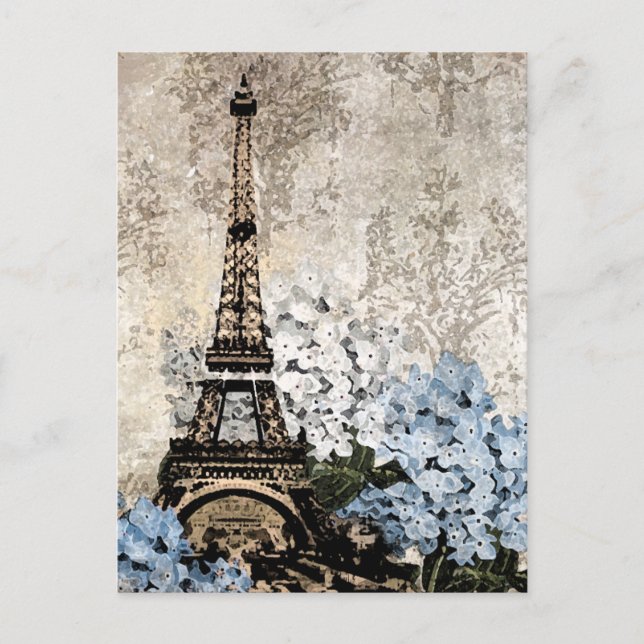 Paris Vintag Hydrangeas Dark Postacard Postkarte (Vorderseite)
