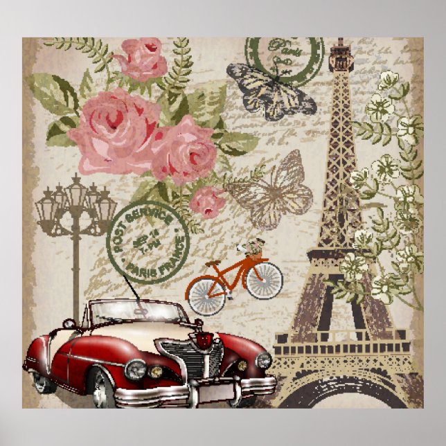 Paris Vintag: Postkartenstil Poster (Vorne)