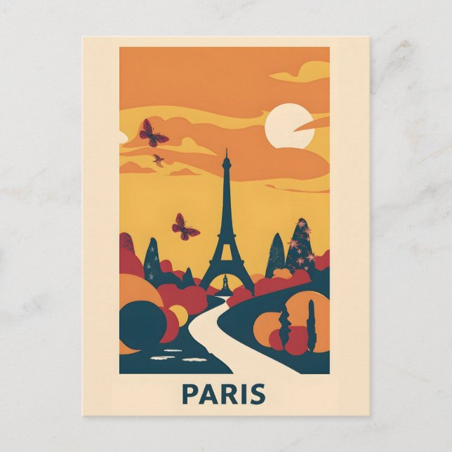 Paris Vintage Art Postkarte (Vorderseite)