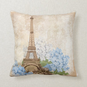 Paris Vintage Blue Hydrangea Coussin