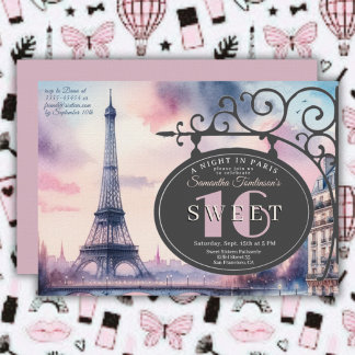 Paris Vintage Eiffel Tower Sweet 16 Birthday Einladung