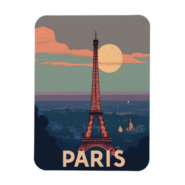 Paris Vintage Magnet Retro Tour Eiffel (Vertical)