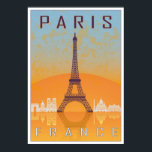 Paris vintage Plakat<br><div class="desc">Paris vintage Plakat in orange and blue textured background with skyiline in whit</div>