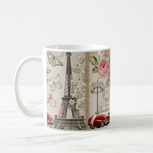 Paris Vintage Postkarte. Kaffeetasse