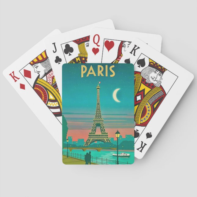 Paris Vintage Reisepass Spielkarten (Rückseite)