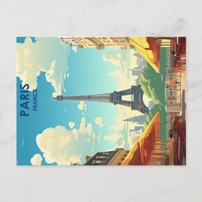 Paris Vintage Reiseplakat Postkarte (Vorderseite)