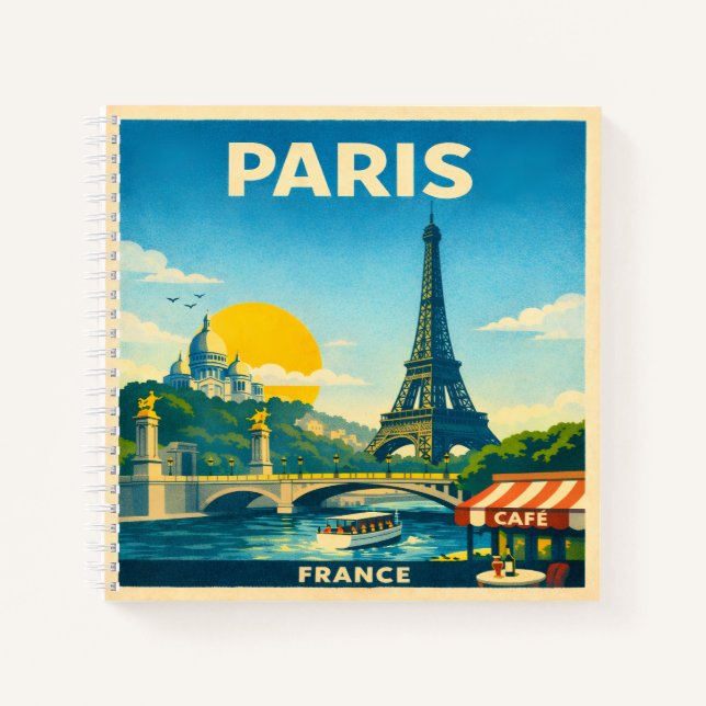 Paris Vintage Reiseposter Notizbuch (Vorderseite)