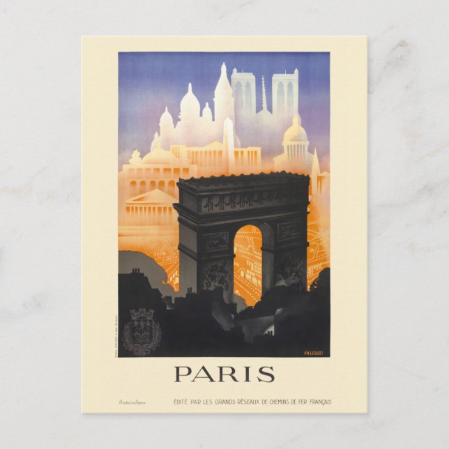 Paris Vintage Travel Poster 1935 Postkarte (Vorderseite)