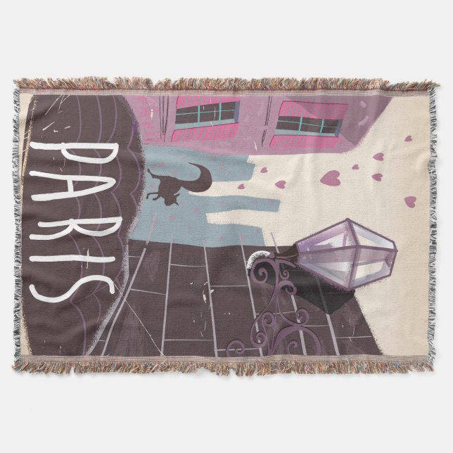 Paris Vintage-Urlaubsposter Decke (Vorderseite)