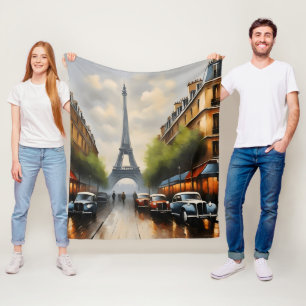 Paris Vintage-Wasserfarbenmalerei Fleecedecke