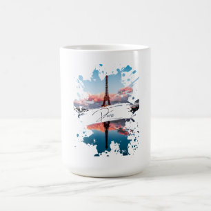 Paris-Wasserfarbe-Splash-Art-Tasse Eiffelturm Kaffeetasse