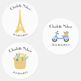 Paris Waterproof Circle Sticker Name Labels
