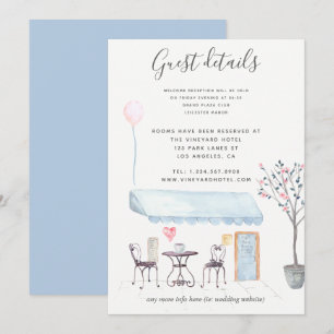 Paris Wedding Guest Details Aquarellfarben Einladung