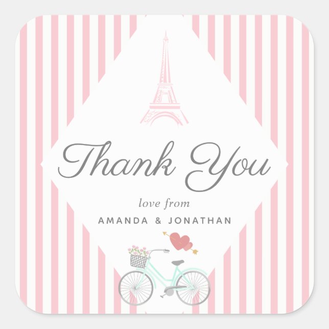 Paris Wedding Quadratischer Aufkleber (Vorderseite)