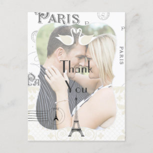 Paris Wedding Theme Vielen Dank Postkarte