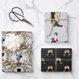 Paris Wein Thema Geschenkpapier Set