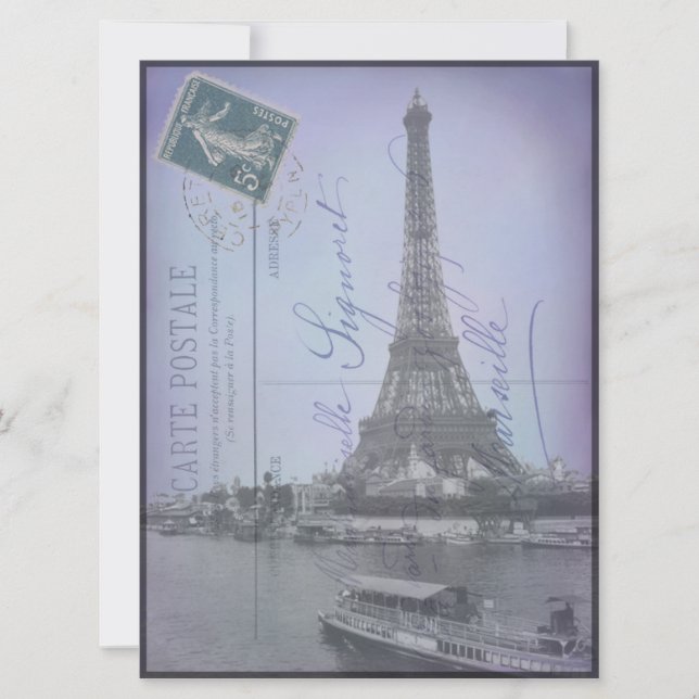 Paris World - Fair-French-Postcard-Einladungen Einladung (Vorderseite)