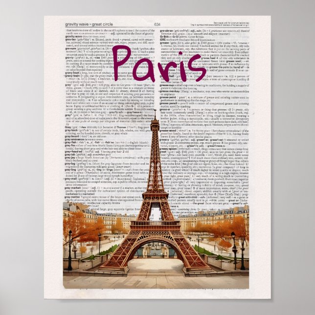 Paris Wörterbuch-Kunstdrucke Poster (Vorne)