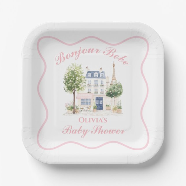 Pariser Babydusche Pariser Café Party Pappteller (Vorderseite)