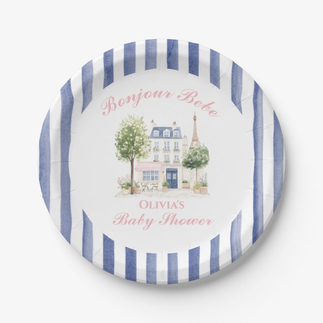 Pariser Babydusche Pariser Café Party Pappteller (Vorderseite)