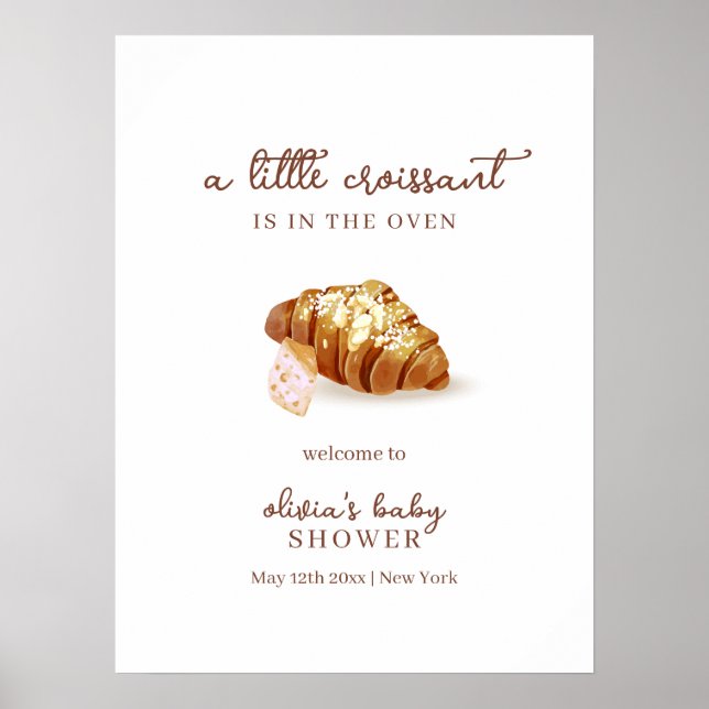 Pariser Bäckerei Konditorei Croissant Babydusche W Poster (Vorne)