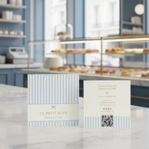 Pariser Blaue Streifen Französische Bäckerei QR Pa Quadratische Visitenkarte