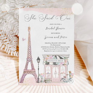 Pariser Brautparty Sie sagte Oui Französisch Brida Einladung