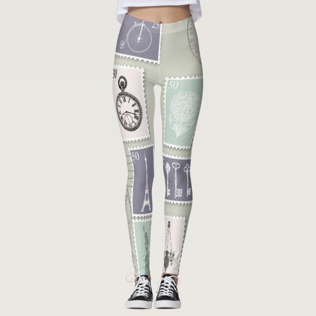 Pariser Briefmarke Leggings (Vorderseite)